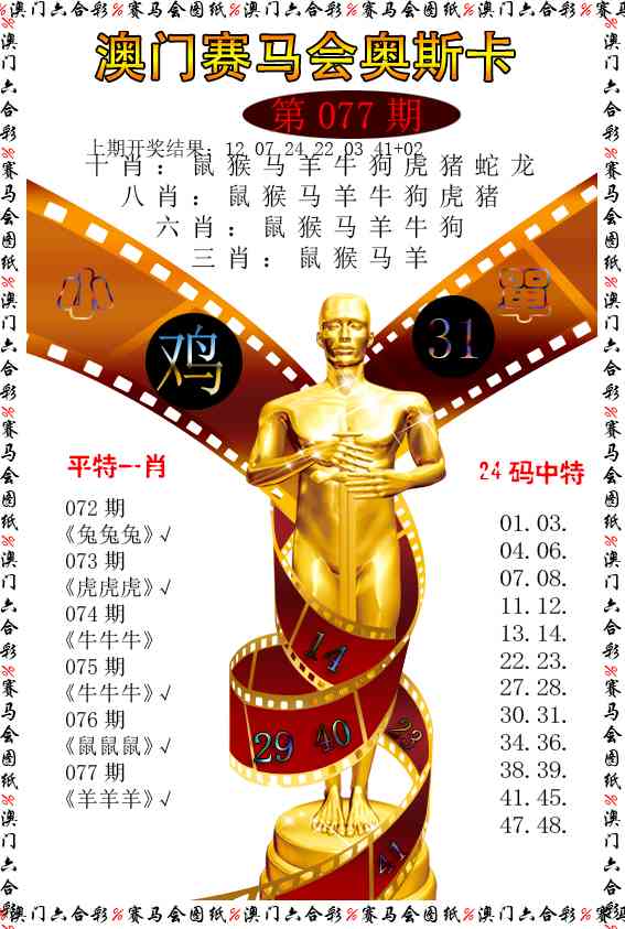 077期新奥斯卡[图]